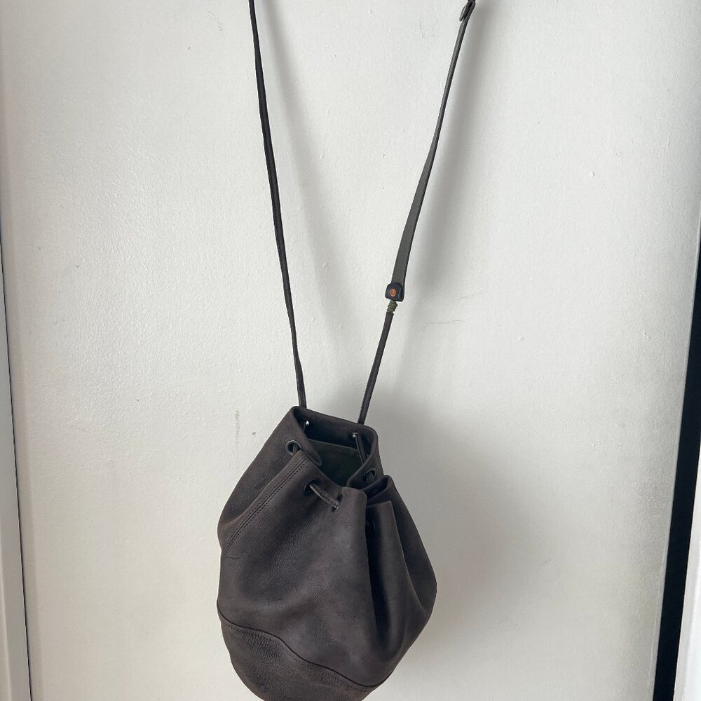 Japanese handcrafted leather bucket bag